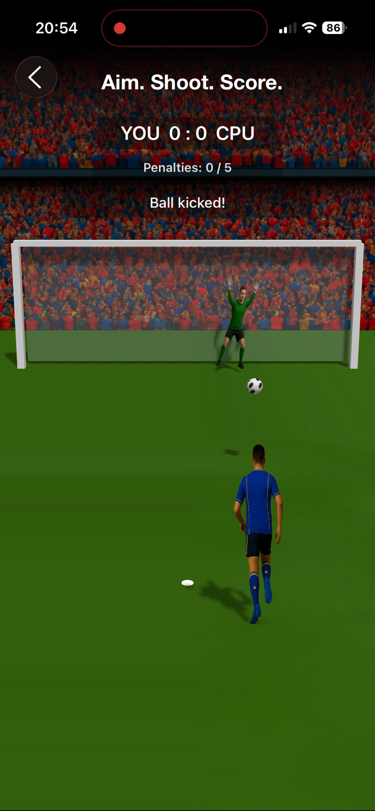 Penalty shot in action